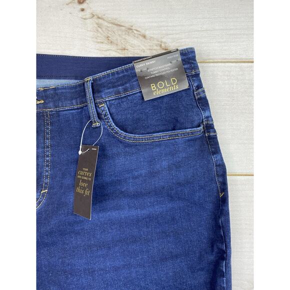 Bold Elements Jeans Women 20W Dark Wash Curvy Skinny Tummy Control Waistband NWT - Picture 2 of 10